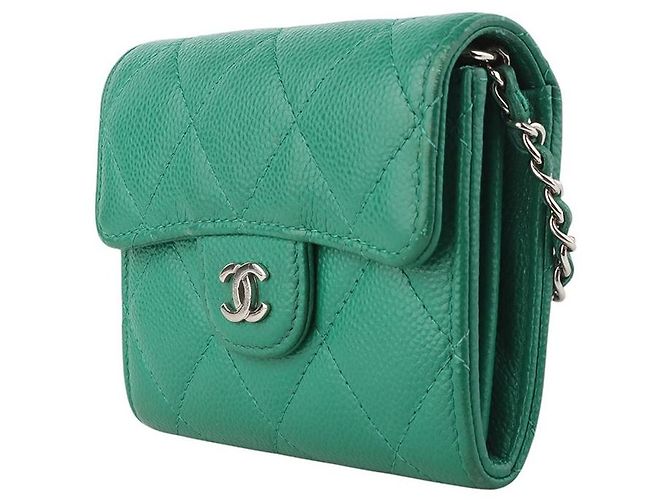 Chanel Mini WOC Chain Silver Card Wallet in Caviar Classico - vista 2