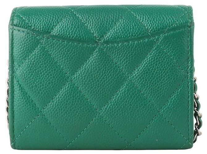 Chanel Mini WOC Chain Silver Card Wallet in Caviar Classico - vista 3