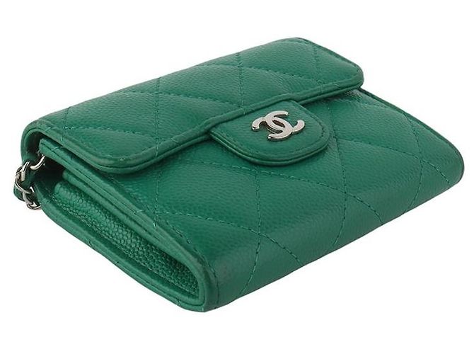 Chanel Mini WOC Chain Silver Card Wallet in Caviar Classico - vista 5