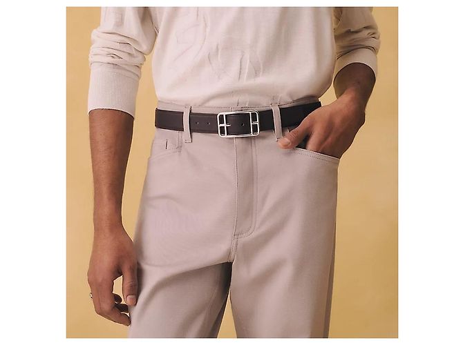 Hermès Reversible Men's Belt Black Chocolate - view 4