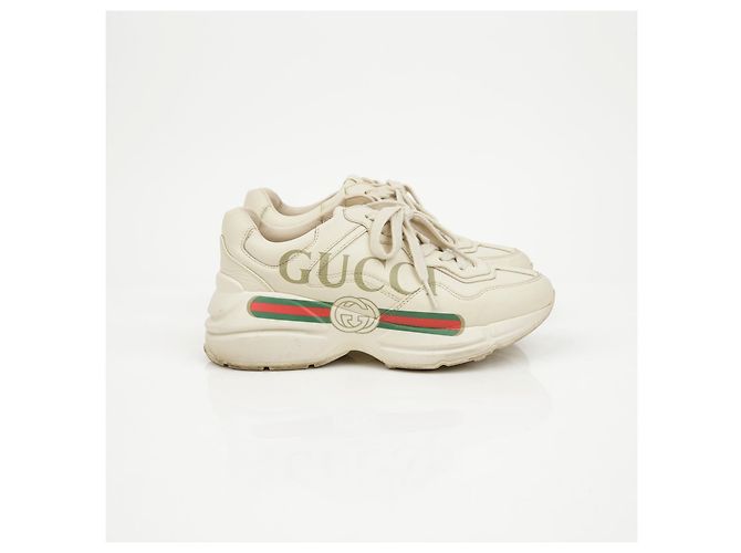 Gucci Leder-Sneaker mit Logo Ivory - Ansicht 2