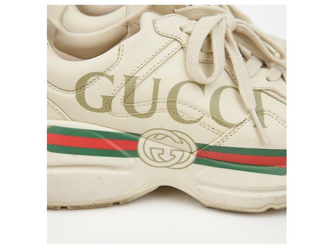 Gucci Leder-Sneaker mit Logo Ivory - Ansicht 4