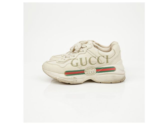 Gucci Leder-Sneaker mit Logo Ivory - Ansicht 8