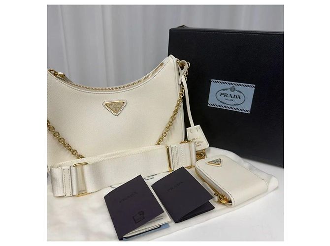 Prada Borsa Hobo in pelle Tessuto - vista 6