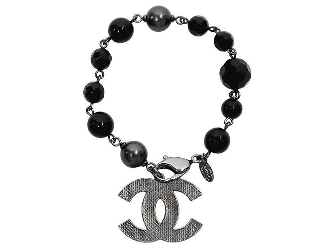 Bracciale Chanel con perline nere argento - view 2