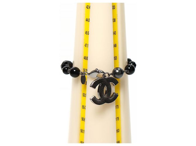 Bracciale Chanel con perline nere argento - view 4