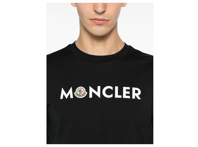 Moncler Baumwoll-T-Shirt mit Logo Dunkelblau - Ansicht 7