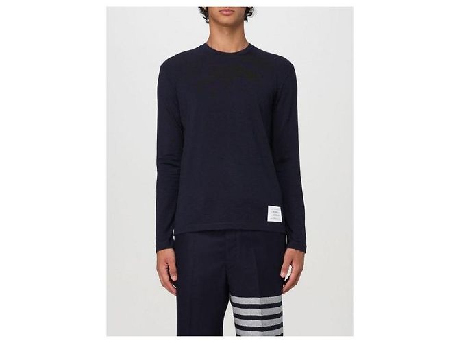 Thom Browne Wool Jersey 4-Bar T-Shirt Navy - Ansicht 4