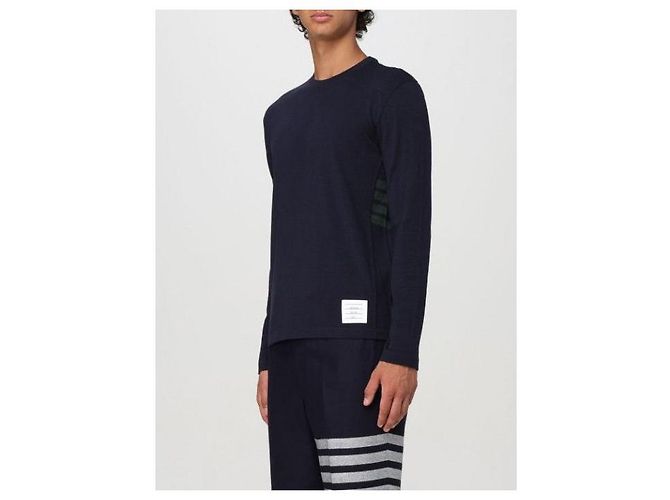 Thom Browne Wool Jersey 4-Bar T-Shirt Navy - Ansicht 7