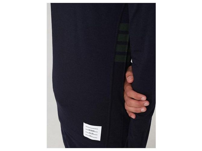 Thom Browne Wool Jersey 4-Bar T-Shirt Navy - Ansicht 8