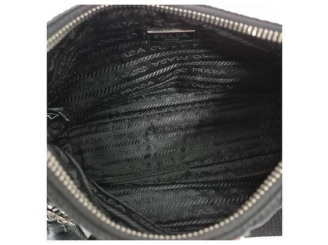 Prada Borsa Hobo Crossbody in Nylon Multi Tessuto con Catena Nero - vista 11
