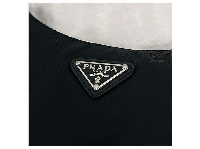 Prada Borsa Hobo Crossbody in Nylon Multi Tessuto con Catena Nero - vista 7
