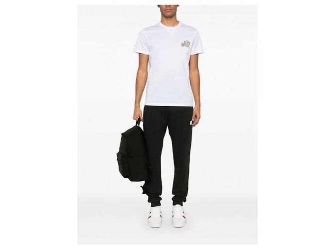 Moncler T-shirt in cotone con doppio patch logo - vista 5