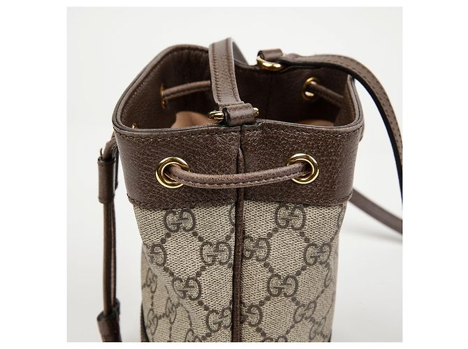 Gucci Mini Borsa Secchiello Ophidia GG Marrone - vista 10