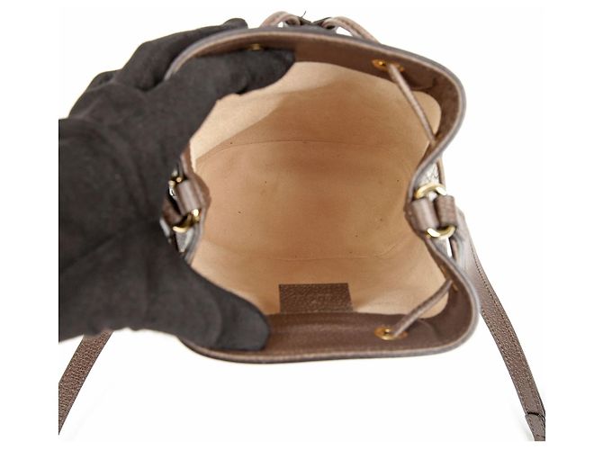 Gucci Mini Borsa Secchiello Ophidia GG Marrone - vista 11