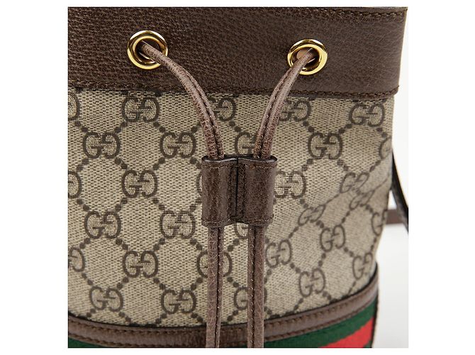 Gucci Mini Borsa Secchiello Ophidia GG Marrone - vista 2