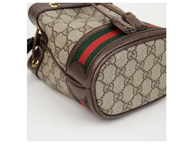 Gucci Mini Borsa Secchiello Ophidia GG Marrone - vista 6