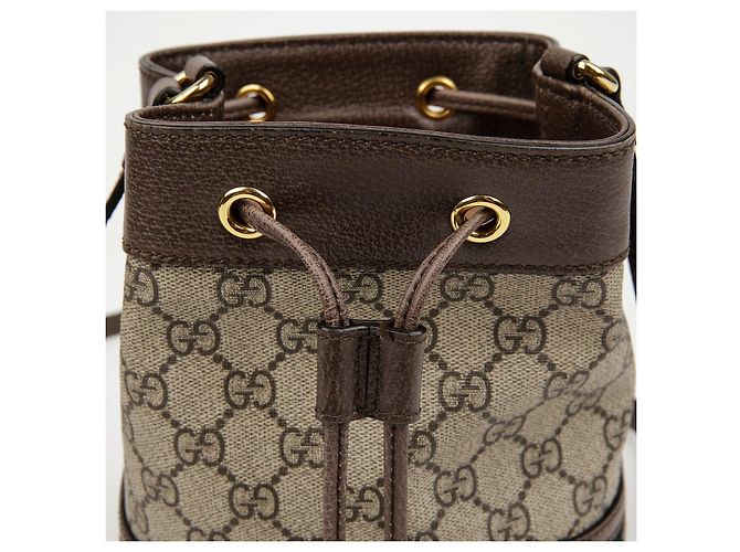 Gucci Mini Borsa Secchiello Ophidia GG Marrone - vista 8