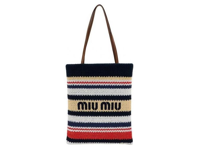 Miu Miu Gewebe-Tote-Bag in Raffia-Optik - Ansicht 4