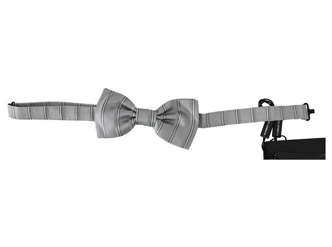 Dolce & Gabbana Light Gray Lining Adjustable Neck Butterfly Bow Tie - view 3