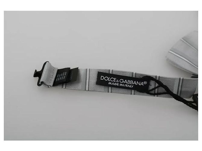 Dolce & Gabbana Light Gray Lining Adjustable Neck Butterfly Bow Tie - view 5