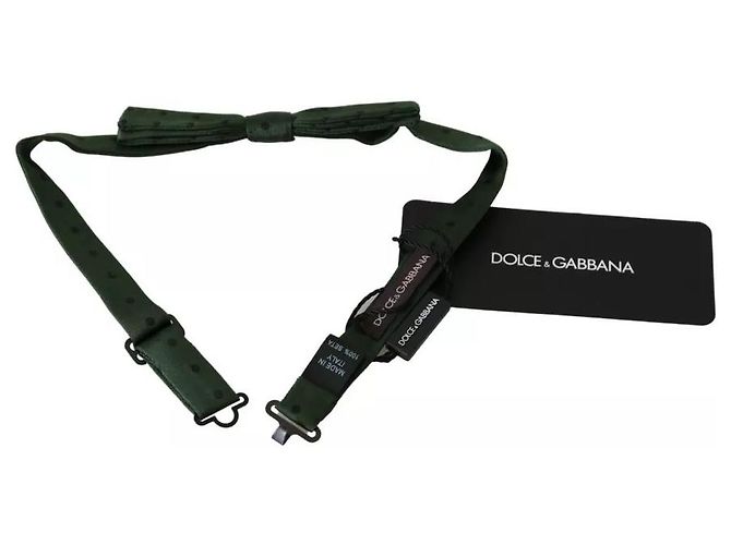 Dolce & Gabbana Cravatta e Papillon da Uomo in Seta Verde a Pois - vista 3