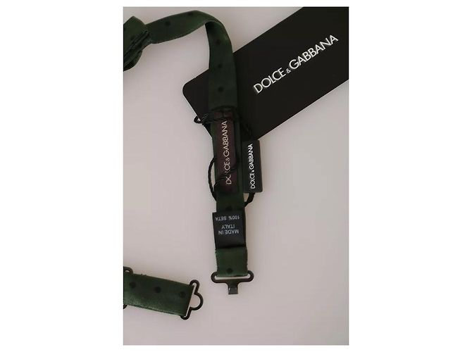 Dolce & Gabbana Cravatta e Papillon da Uomo in Seta Verde a Pois - vista 4