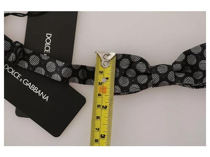 Dolce & Gabbana Cravatta e Papillon da Uomo in Seta Grigio Scuro a Cerchi - vista 5