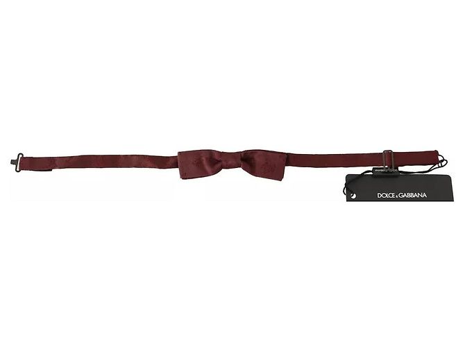 Dolce & Gabbana Bordeaux Silk Floral Faille Adjustable Bow Tie - view 2