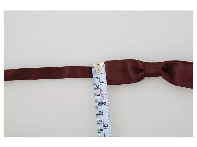 Dolce & Gabbana Bordeaux Silk Floral Faille Adjustable Bow Tie - view 5