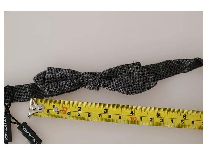 Dolce & Gabbana Gray Silk Patterned Mens Necktie Bow Tie - view 4