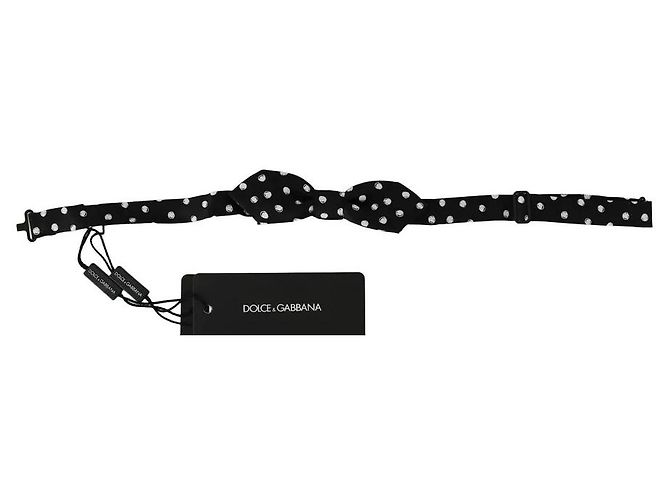 Dolce & Gabbana Black Polka Dots Adjustable Neck Bow Tie - view 2