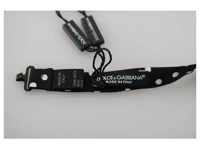Dolce & Gabbana Black Polka Dots Adjustable Neck Bow Tie - view 3