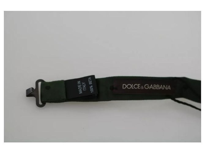 Dolce & Gabbana Green Dotted Silk Adjustable Neck Bow Tie - view 3