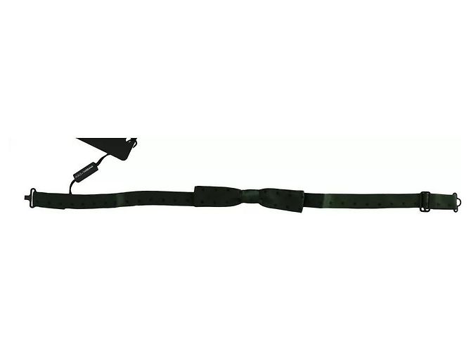 Dolce & Gabbana Green Dotted Silk Adjustable Neck Bow Tie - view 4