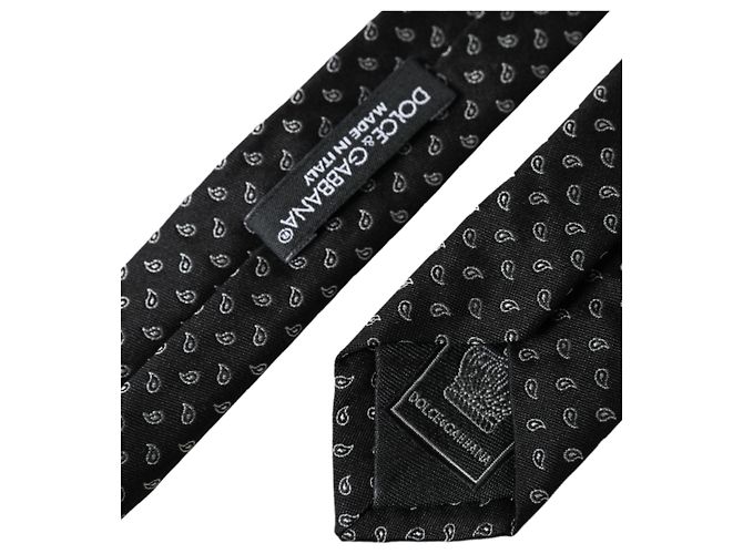 Dolce & Gabbana Dark Gray Jacquard Patterned Silk Adjustable Men Tie - view 3