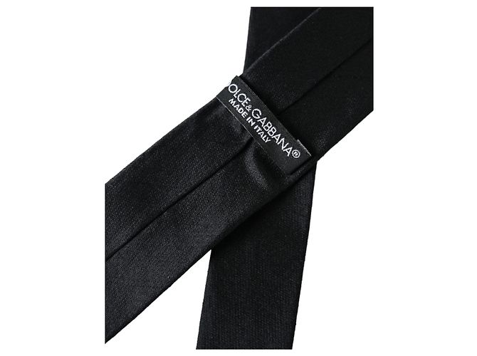 Dolce & Gabbana Black Solid % Silk Adjustable Tie - view 3