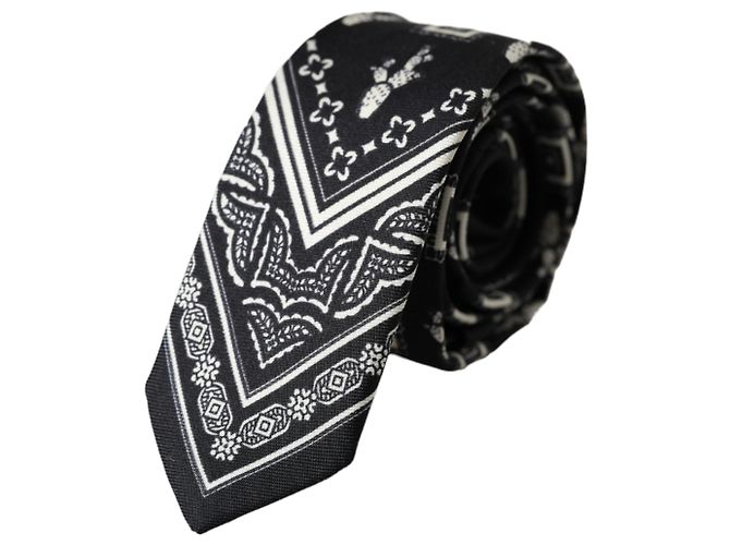 Dolce & Gabbana Black Patterned %Silk Adjustable Tie - view 2