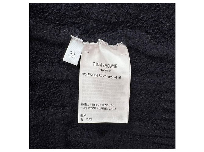 Thom Browne Cardigã de lã com decote em V e tranças para mulher Navy - vista 10