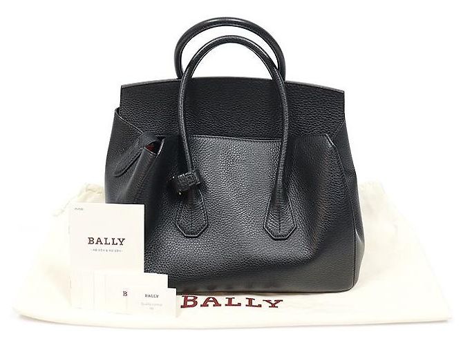 Bally Borsa Tote Media in Vitello Grana Nero - vista 2