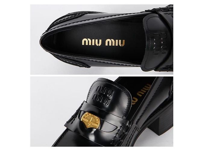 Miu Miu Mocassini Penny in pelle spazzolata - vista 4