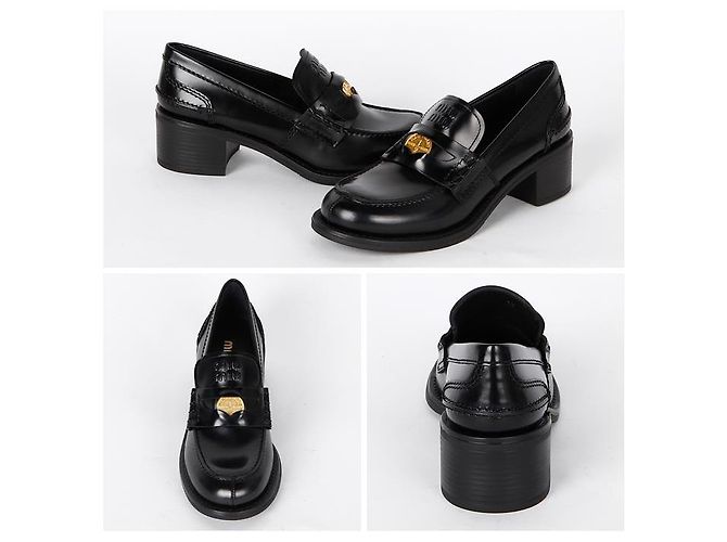 Miu Miu Mocassini Penny in pelle spazzolata - vista 9