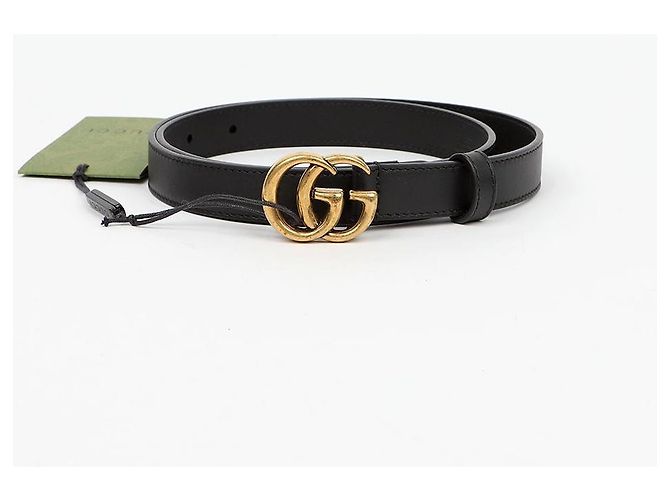 Gucci Ledergürtel mit GG-Schnalle Schwarz Antikmessing - Ansicht 2