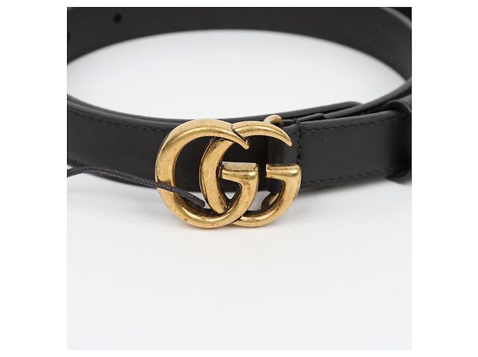Gucci Ledergürtel mit GG-Schnalle Schwarz Antikmessing - Ansicht 3