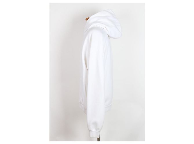 Balenciaga Kapuzen-Fleece-T-Shirt Weiß - Ansicht 3