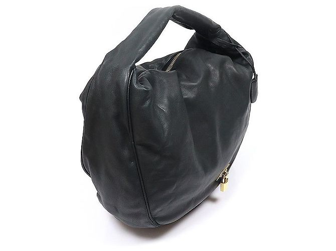 Loewe Borsa a tracolla hobo Cal Large Padlock in lambskin nero - vista 3