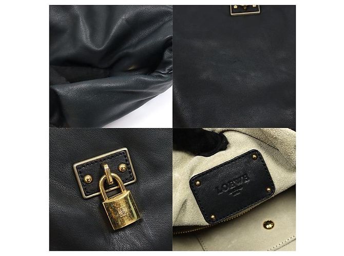 Loewe Borsa a tracolla hobo Cal Large Padlock in lambskin nero - vista 7