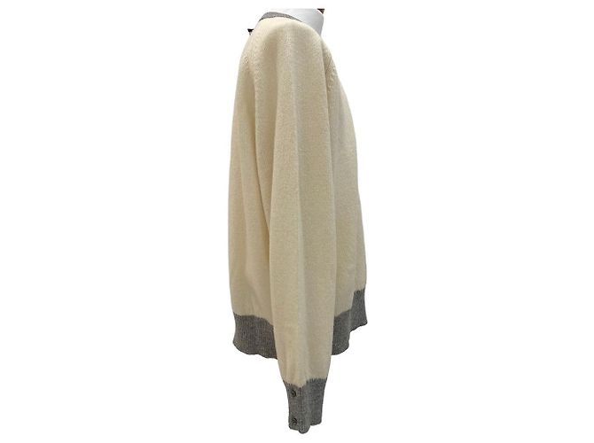 Thom Browne Wollstrickpullover Rundhals Ivory - Ansicht 3