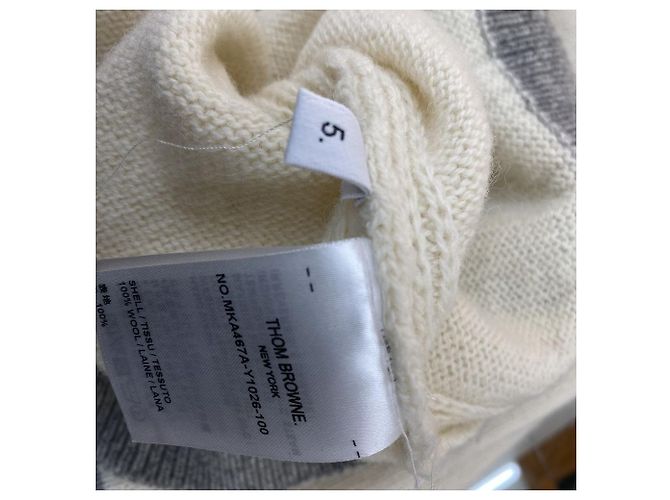 Thom Browne Wollstrickpullover Rundhals Ivory - Ansicht 6