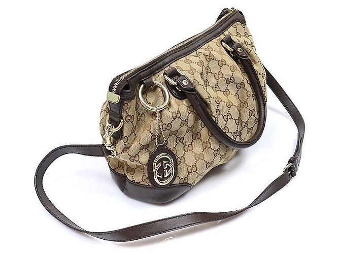 Gucci Sukey Top Handle in pelle marrone con logo GG - vista 3